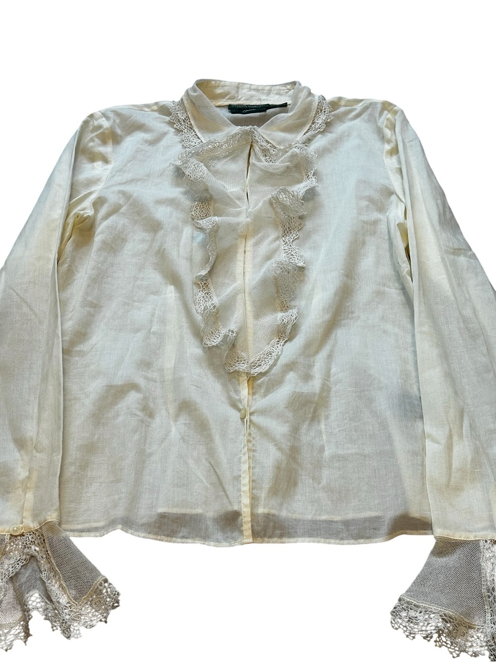 Ralph Lauren Victorian Blouse Lace Ruffles Bell Sleeve Feminine Romantic Cottage - Picture 4 of 8